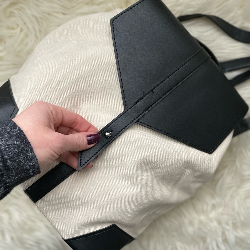 Canvas and vegan leather fashion backpack